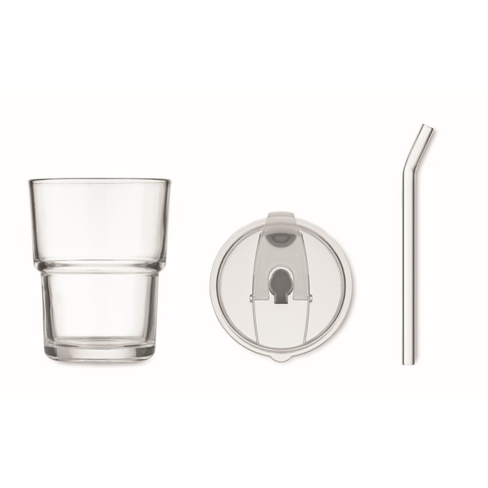 Glasbecher mit Trinkhalm 400ml