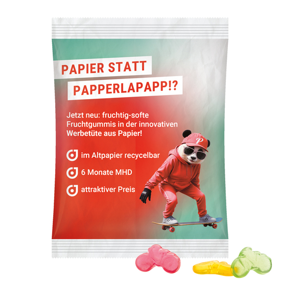 Maxitüte, recyclingfähiges Papier weiß, Trolli Fahrrad