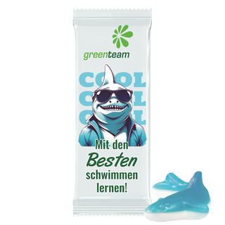Trolli Fruchtgummi "Hai", kompostierbare Folie weiß