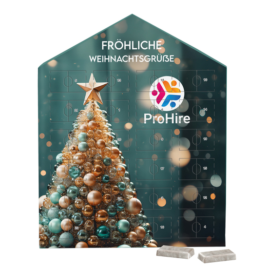 Täfelchen Adventskalender Haus, Napolitain in Pergaminpapier