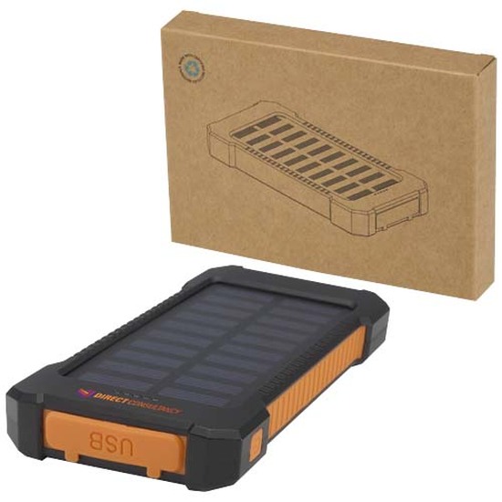 Altair 10 W 5000 mAh robuste Solar Powerbank aus recyceltem Kunststoff mit integrierter Taschenlampe