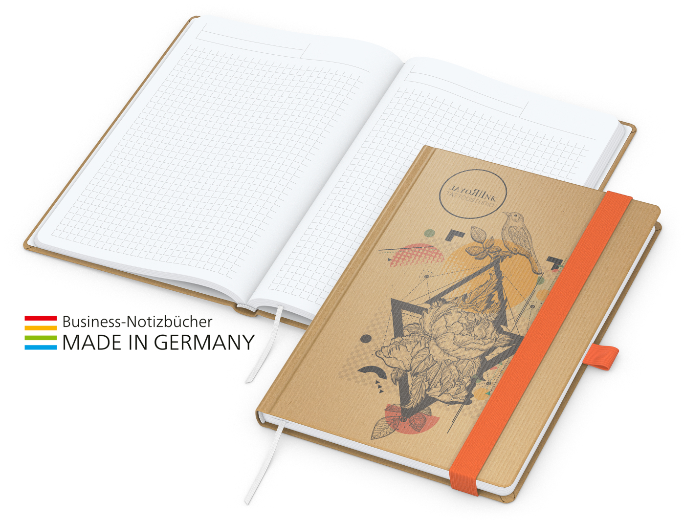 Match-Book White Bestseller A4 Natura braun-individuell, orange