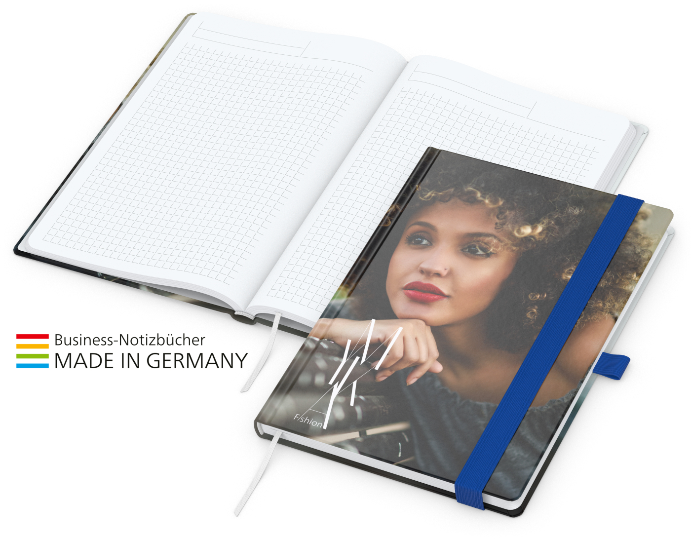 Match-Book White Bestseller A5 Cover-Star gloss-individuell, mittelblau