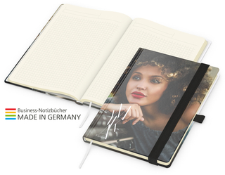 Notizbuch Match-Book Creme Bestseller A5 Cover-Star gloss-individuell, schwarz