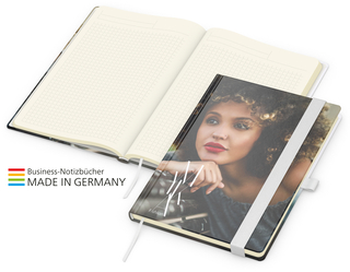 Notizbuch Match-Book Creme Bestseller A5 Cover-Star gloss-individuell, weiß