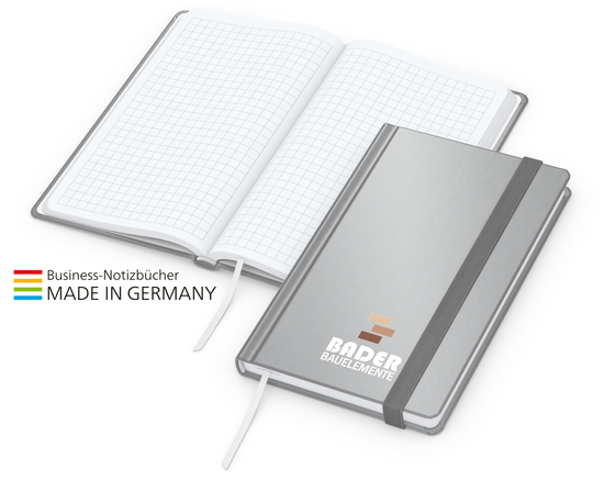 Notizbuch Easy-Book Comfort Bestseller Pocket, silber inkl. Siebdruck-Digital