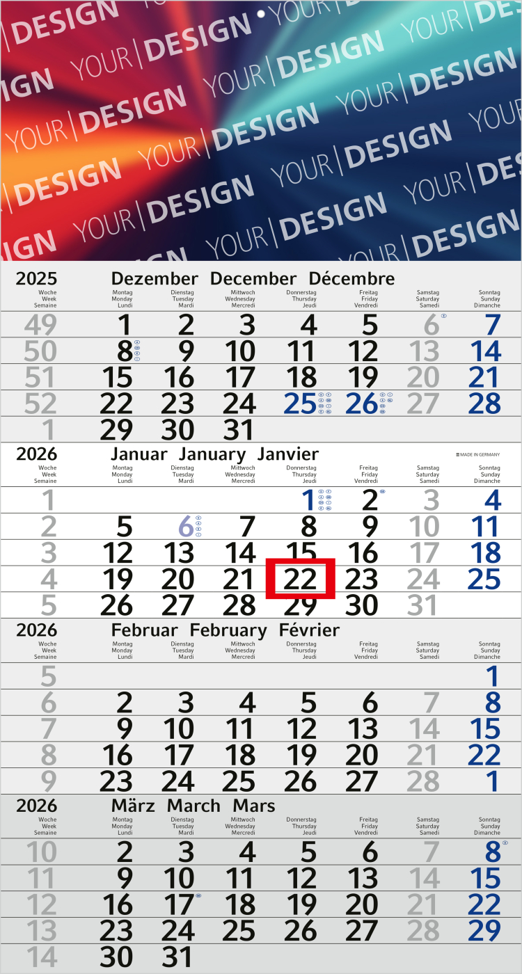 4-Monatskalender Budget 4 Bestseller, blau (Einblatt)