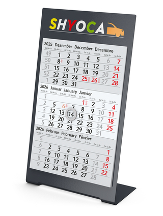 Tischkalender Desktop 3 Color Bestseller, 1 Jahr, anthrazit