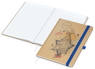 Notizbuch Match-Book White Bestseller, A4, Natura, braun-individuell, mittelblau