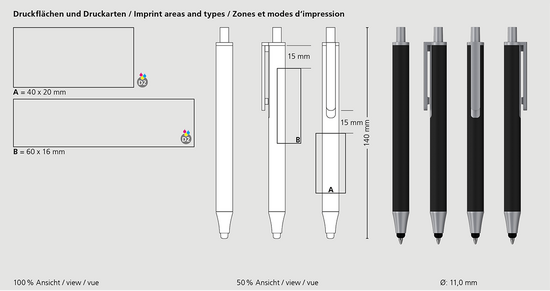 Klio-Eterna - Flute stylus softtouch PPs - Druckkugelschreiber