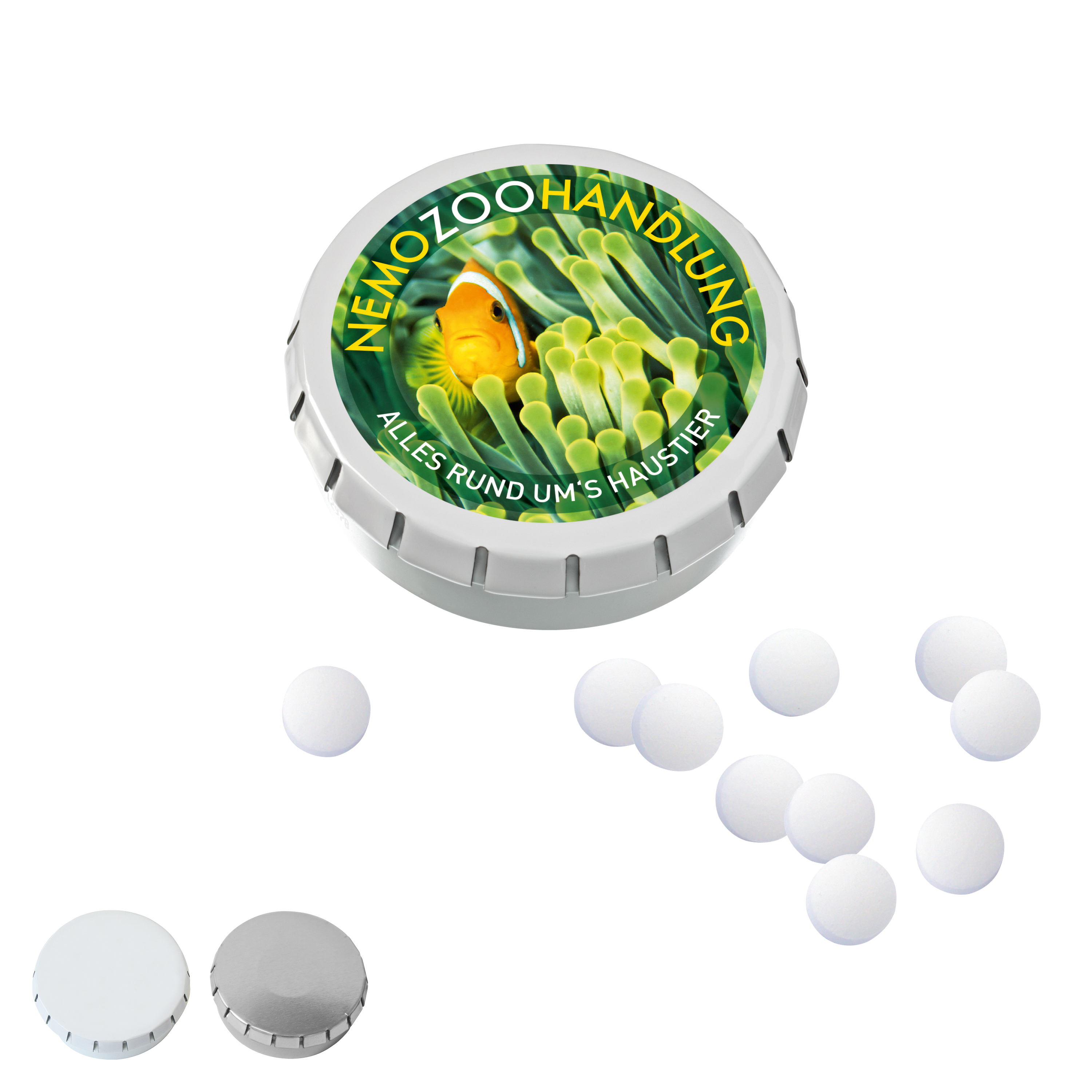 SUPER-MINI-Drück-mich-Dose mit Pfefferminzpastillen, 20g