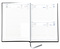 Buchkalender "Trend Chefkalender D" im Format 14,5 x 20,5 cm, deutsches Kalendarium Grau/Blau mit Leseband, 352 Seiten Fadenheftung, Eckenperforation, Einband Balacron schwarz