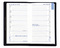 Taschenplaner "Exquisit" im Format 9,5 x 16 cm, Kalendarium 4-sprachig D/F/I/GB Grau/Blau, 64 Seiten gebunden + 16 Seiten ABC-Heft, eingesteckt in PVC-Hülle schwarz