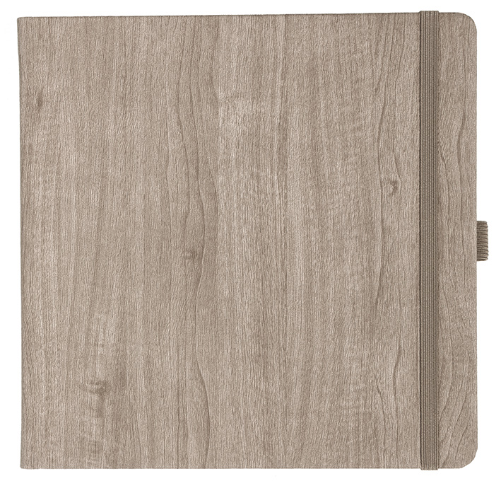 Notizbuch Style Square im Format 17,5x17,5cm, Inhalt kariert, Einband Woody in der Farbe Sludge