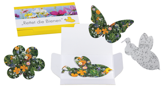 Samenpapier in Klappkärtchen