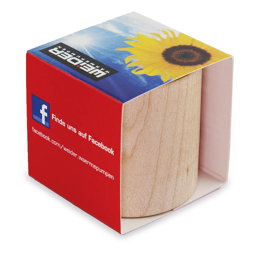 Pflanz-Holz rund mit Samen - Schnittlauch, Rundum-Lasergravur