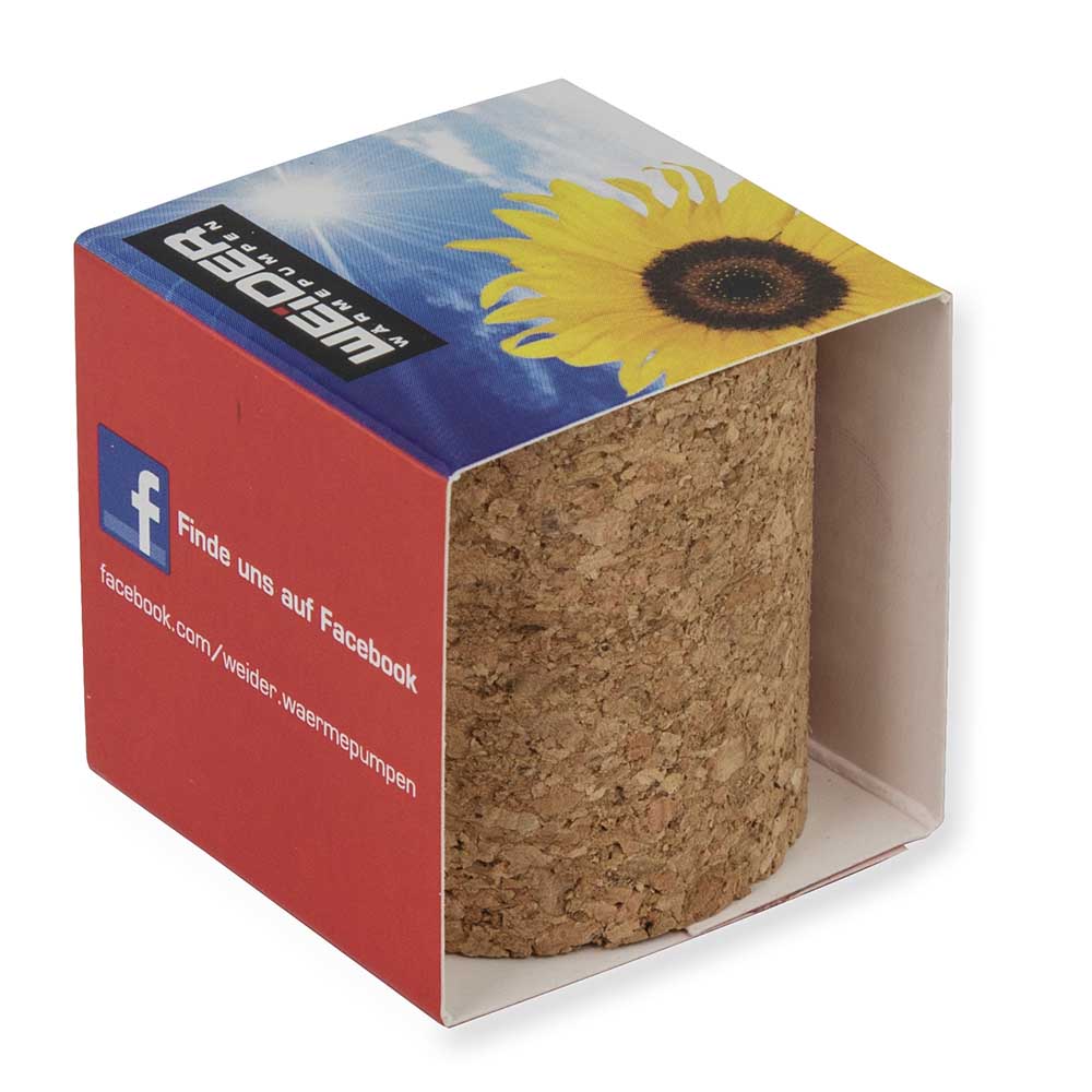 Pflanz-Kork rund mit Samen - Margerite, Lasergravur