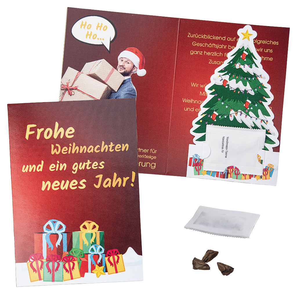 Weihnachtsbaumkarte mit Samen