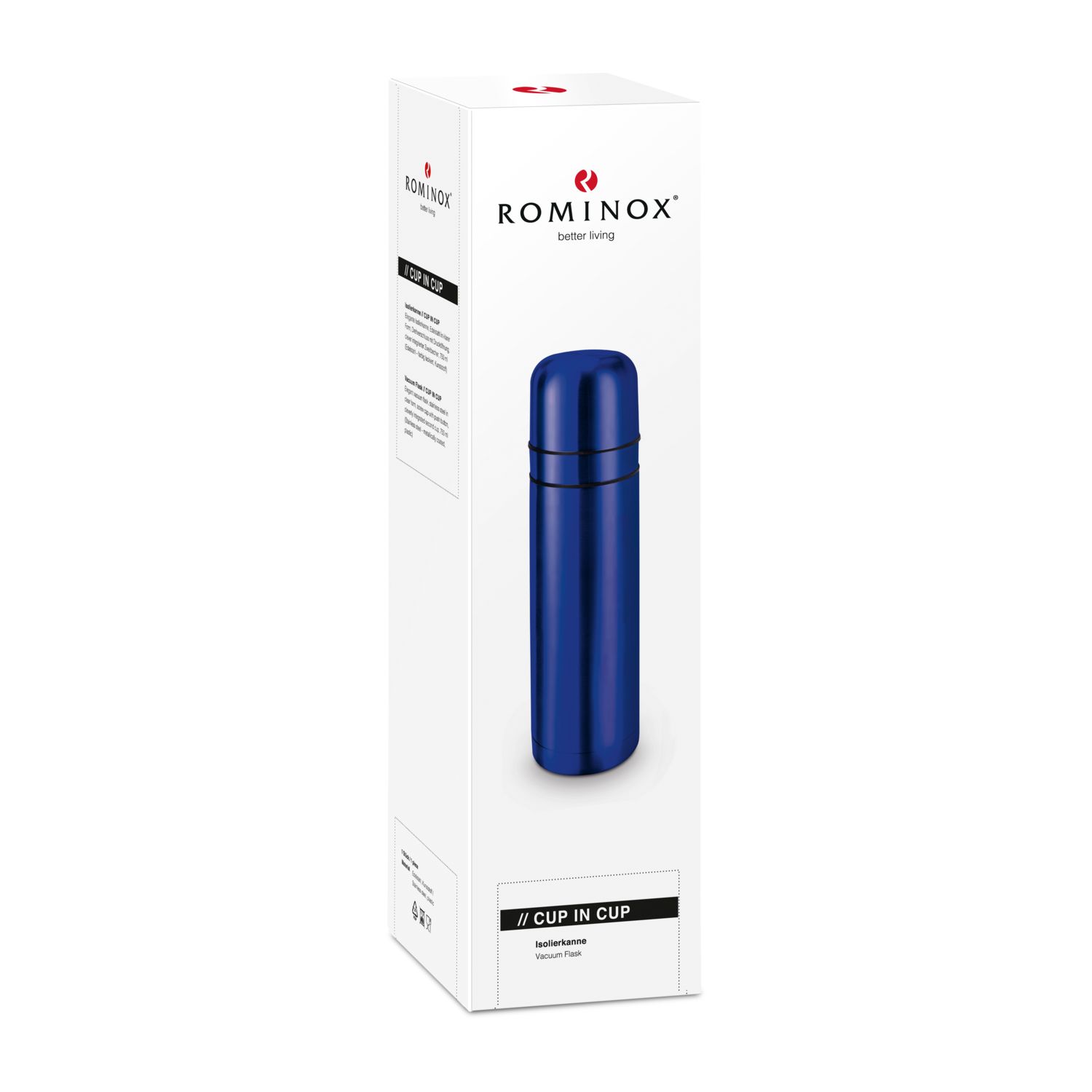 ROMINOX® Isolierkanne // Cup in Cup - mit 2 Deckeln - Blau