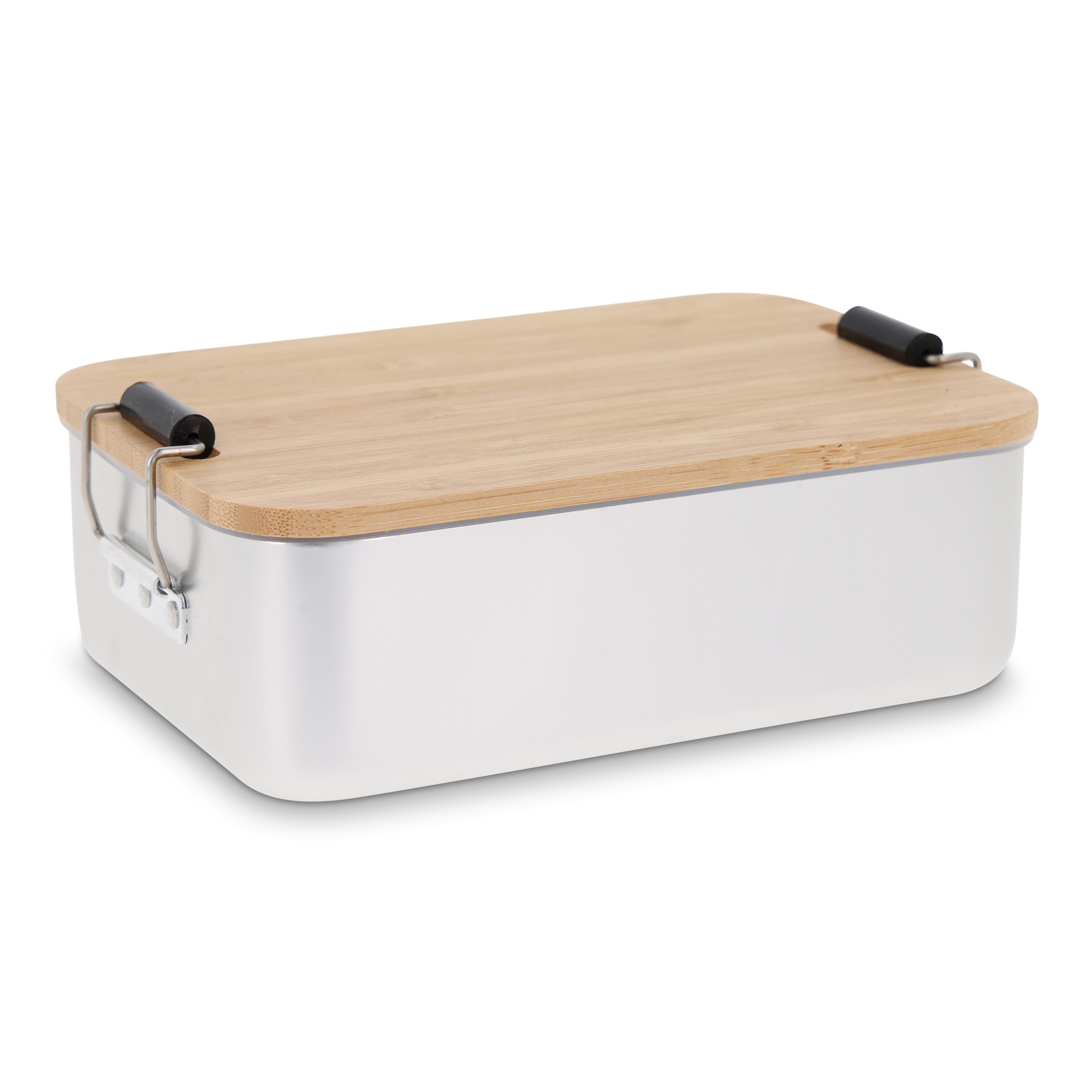 Lunchbox aus Aluminium mit Bambusdeckel