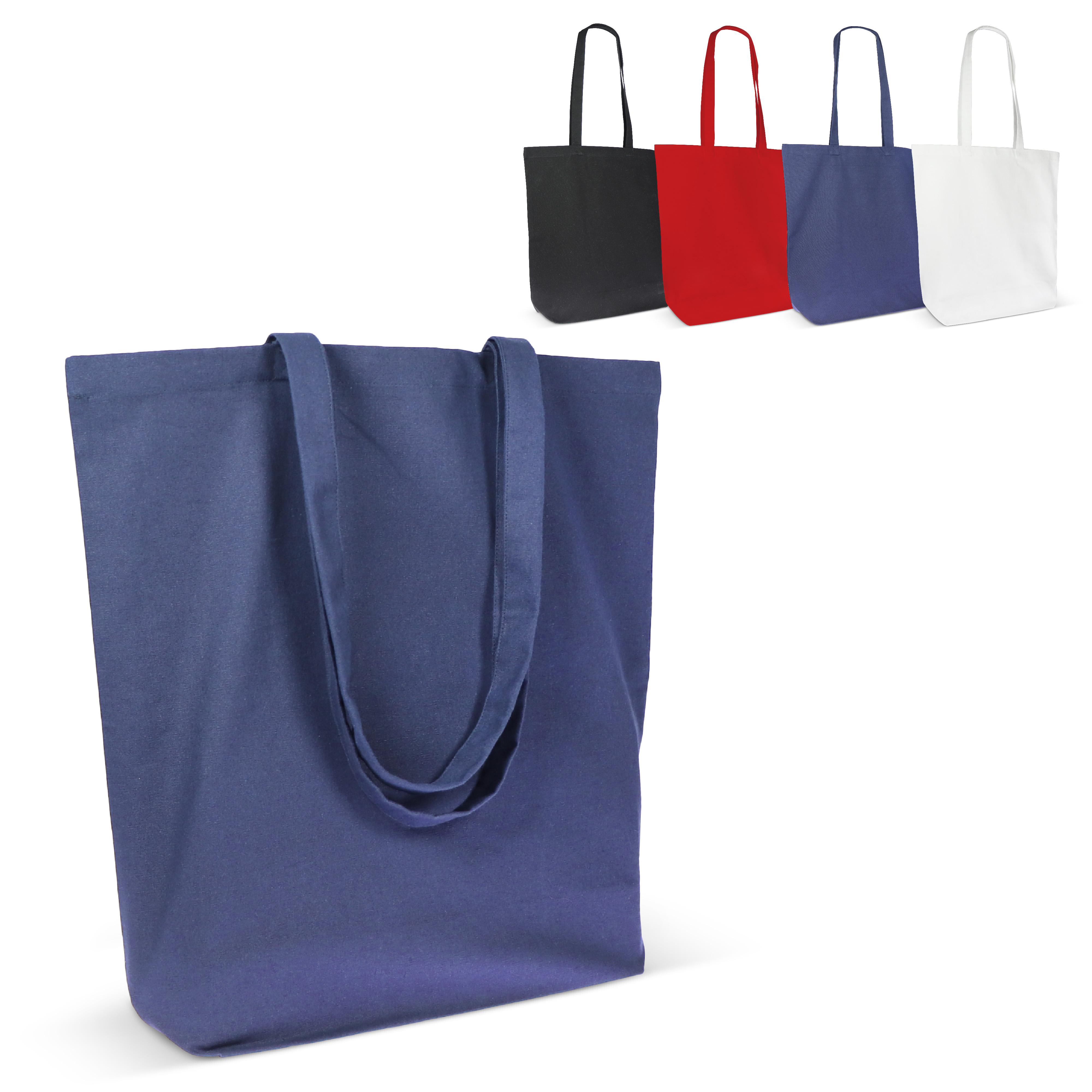 Einkaufstasche Bio-Baumwolle farbig lang 270g/m² 42x12x43 cm