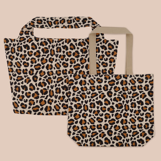 Shoppertasche Leoparden Druck beige DKE080 50/63 x 40,5+2 x 5,5 cm  beige mit Druck schwarz/braun
