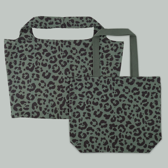 Shoppertasche Jaguar Druck grün  DKE082 50/63 x 40,5+2 x 5,5 cm  grün mit Druck schwarz