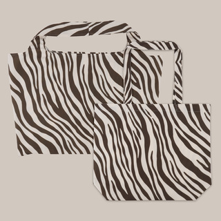 Shoppertasche Zebra Druck schwarz-weiss  DKE086 50/63 x 40,5+2 x 5,5 cm  ecru mit Druck braun/schwarz