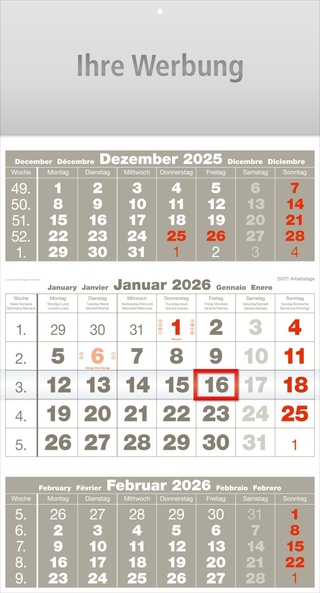 Dreimonatsplaner Compact-basic grau