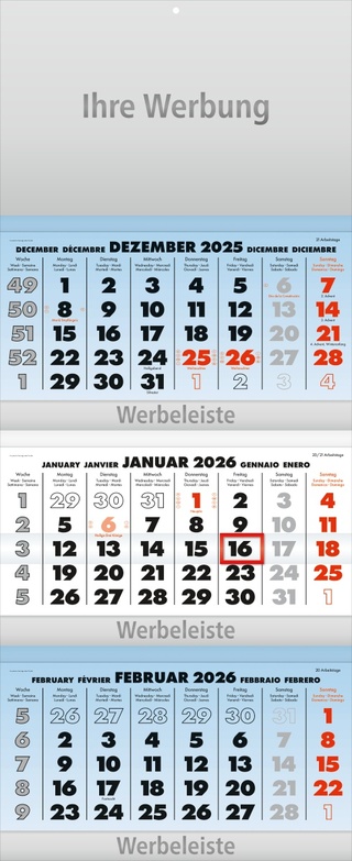 Dreimonatsplaner Business-trio-plus blau