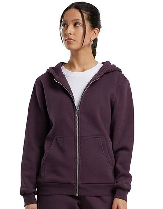 BY290 Build Your Brand Ladies Fluffy Zip Hoody