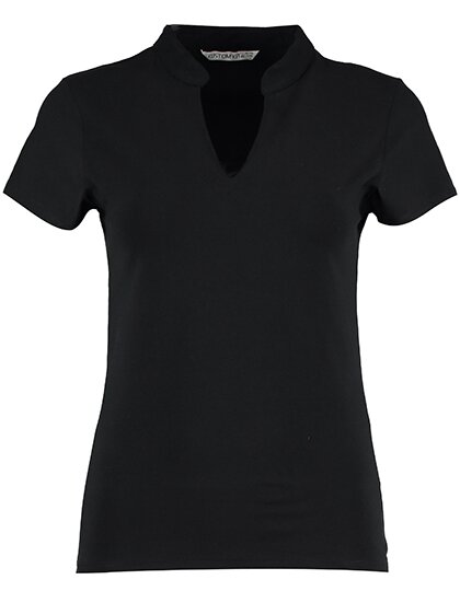 Regular Fit Corporate Top V Neck Mandarin Collar