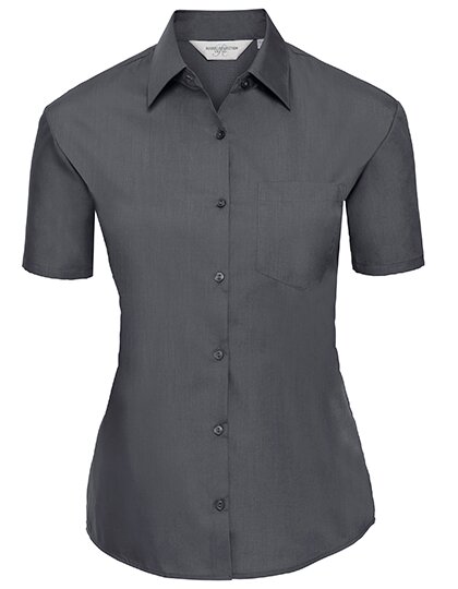 Ladies` Short Sleeve Classic Polycotton Poplin Shirt