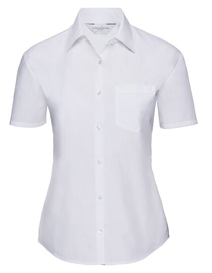 Ladies` Short Sleeve Classic Polycotton Poplin Shirt