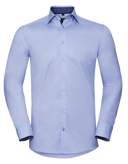 Men`s Long Sleeve Tailored Contrast Herringbone Shirt