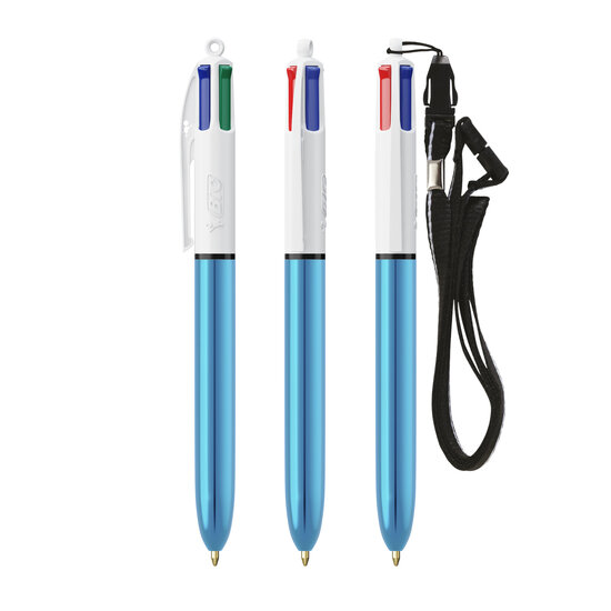 BIC® 4 Colours Shine mit Lanyard-Kugelschreiber
