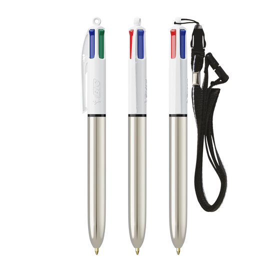 BIC® 4 Colours Shine mit Lanyard-Kugelschreiber